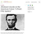Abraham Lincoln on the American Union: "A Word Fitly Spoken" Abraham Lincoln on the American Union: "A Word Fitly Spoken"
