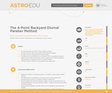 The 4-Point Backyard Diurnal Parallax Method The 4-Point Backyard Diurnal Parallax Method